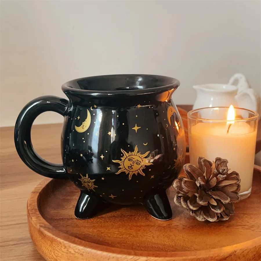 Cadron Coffee g 350ml Black Ceramic Witch gsAble Sorceresss Potion Themed CupsIdeal for Christmas Thanksgiving Part H251215