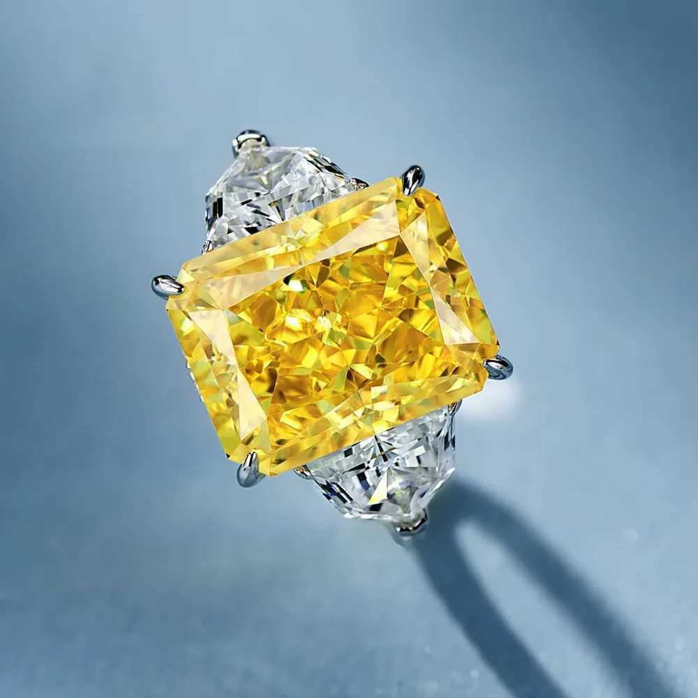 Luxury Yellow Gemstone Cz Diamond Rings 925 Silver Rhodium Plated Zircon Fine Jewelry Ring Women M251215