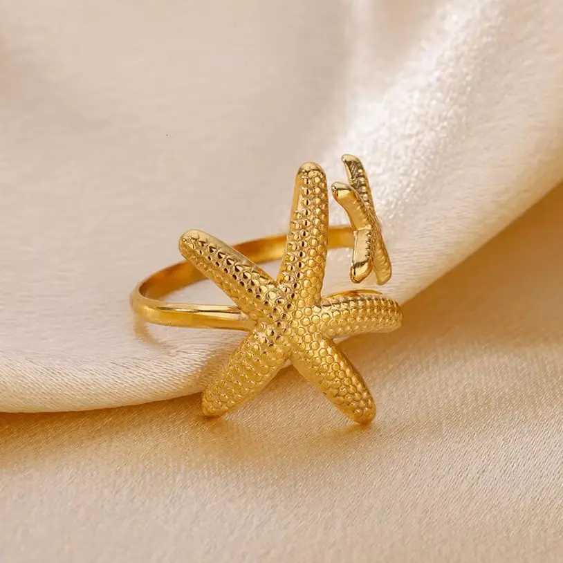 Stainless Steel Starfish Open Rings For Women Gold Color Geometric Adjustable Ring Wedding Party Fashion Jewerly Gift anillos M251215