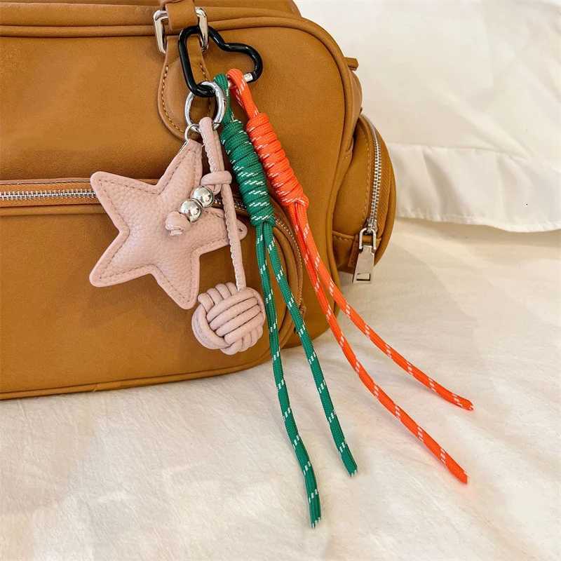 PU Leather Star and Ball Pendant Love Heart Ring Keychain Women Bag Decoration Backpace Accessories for Daily Use or Party Gifts M251215