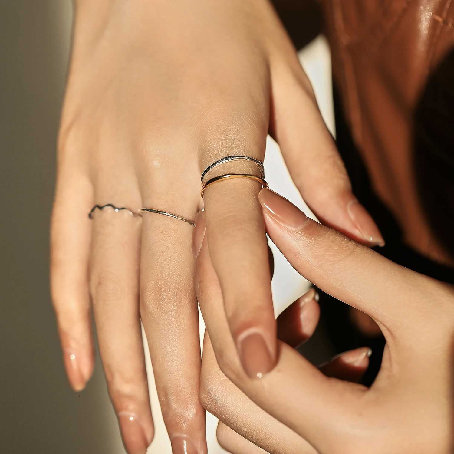 MODIAN 925 Sterling Silver Simple Fashion Stackable Ring Classic Wave Geometric Exquisite Finger Rings For Women Party Jewelry M251215