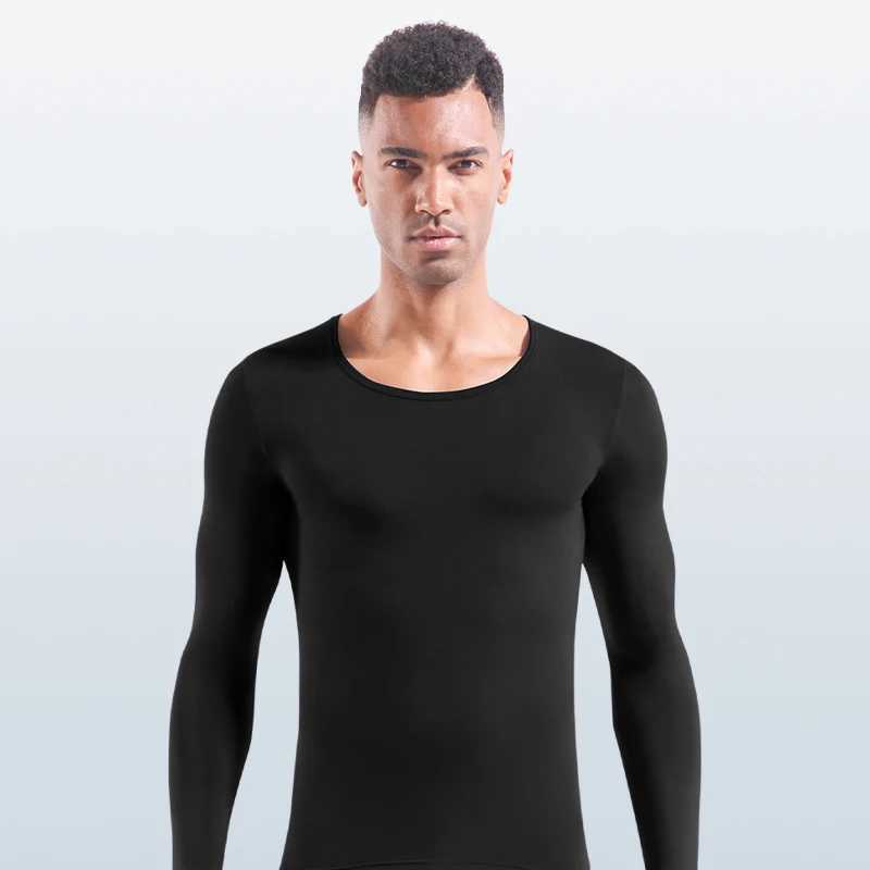 Mens Thermal Underwear Pure Cotton Low-Neck Large V-Neck Base Layer Shirt Autumn and Winter Solid Color Thin Slim-Fit Top G251215