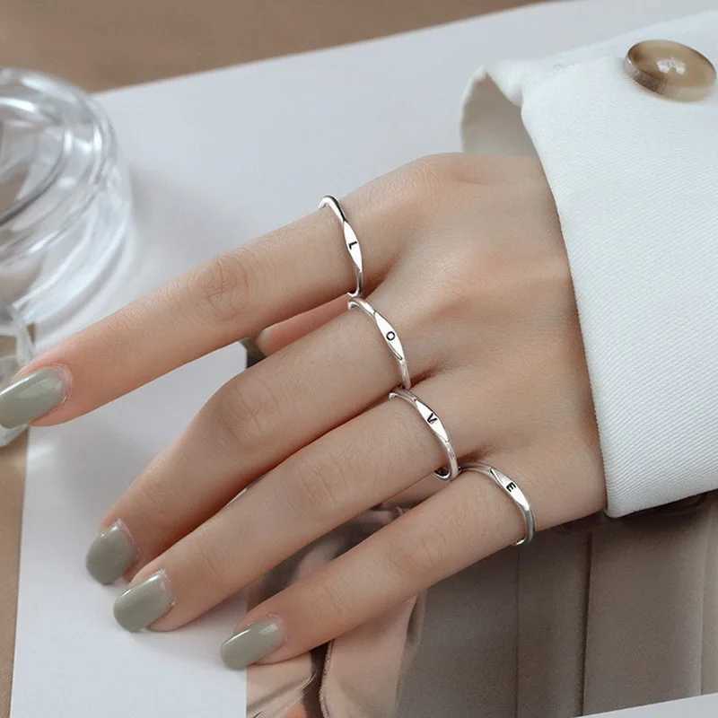 Minimalist Tiny Initial Letter Rings For Women Silver Color A-Z 26 Letter Adjustable Finger Ring Birthday Party Jewelry Gifts M251215