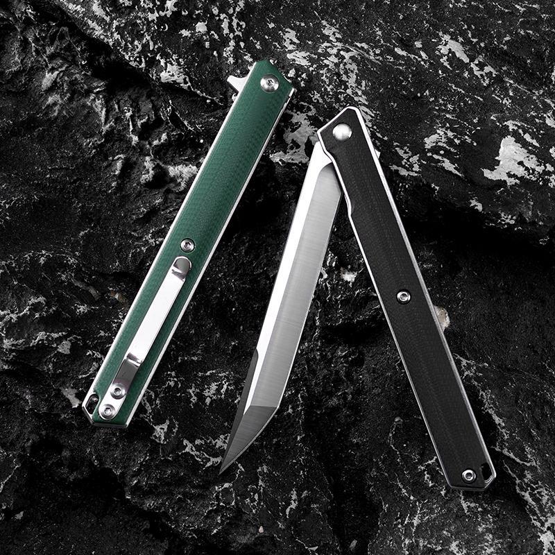EDC portable G10 handle multi-function folding D2 body, stainless steel pocket precision cutting durable knife, camping survival knife