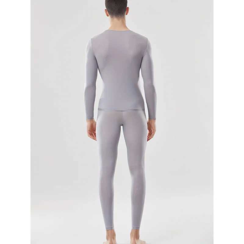 Autumn and Winter Mens Thermal Underwear Set - Semi-Transparent Comfortable Stretch Warm Top and Pants G251215