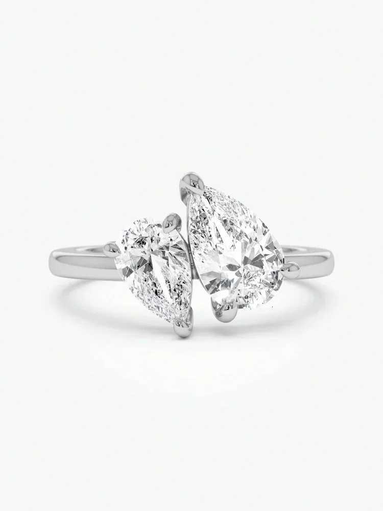 925 Sterling Silver Sparkling Water Drop Interweaving Dazzling Clear Pear Finger Rings For Women Gift Wedding Fine Jewelry M251215