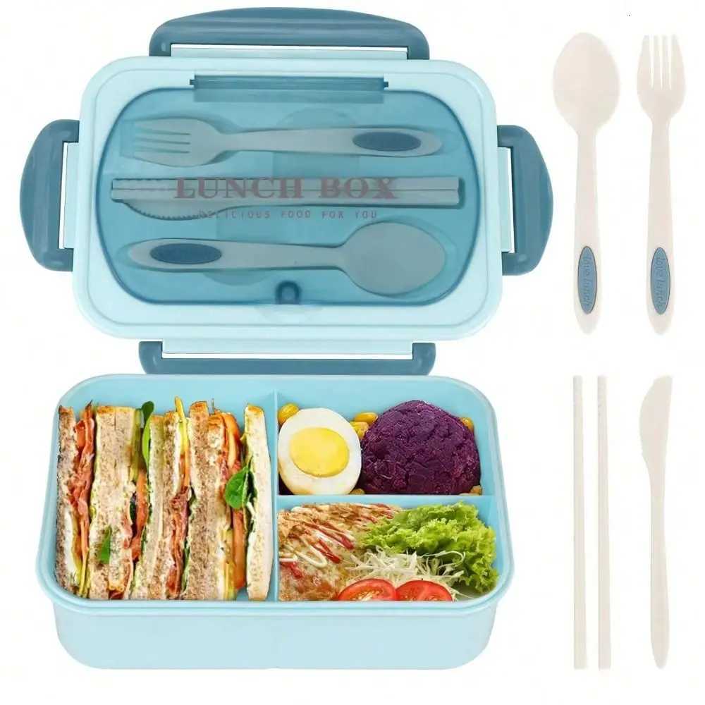 Portable Microwavable Bento Box 1200ML Leakproof Food Storage Container 3 Grids Food Grade Food Storage Box Kids H251213