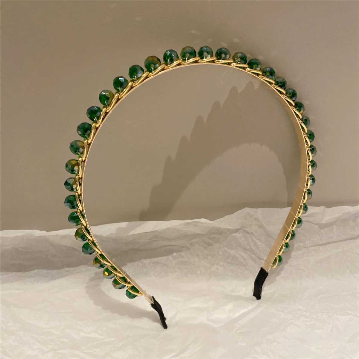 Elegant Green Crystal for Headwear Women Headband Girls Vintage Hair Bands Wide Hairband Hoop for Wedding Party HeadwearXJ251215 - view 4