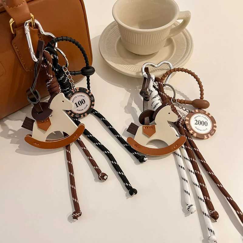 Practical Leather Horse Pendant Keychain With Braided Rope Bags Pendant Charm For Stylish Phone And Bag Accessories M251215