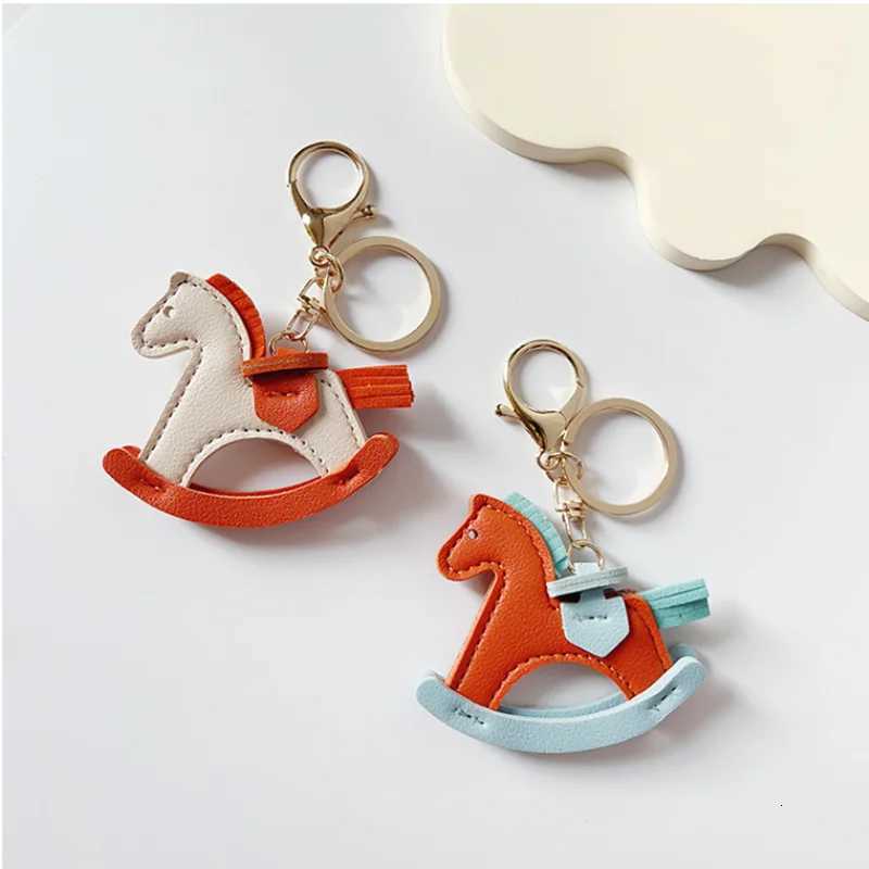 PU Leather Bag Charm Rocking Horse Pendant For Car Bag Hanging Ornament Keychain Decoration DIY Bag Accessories M251215