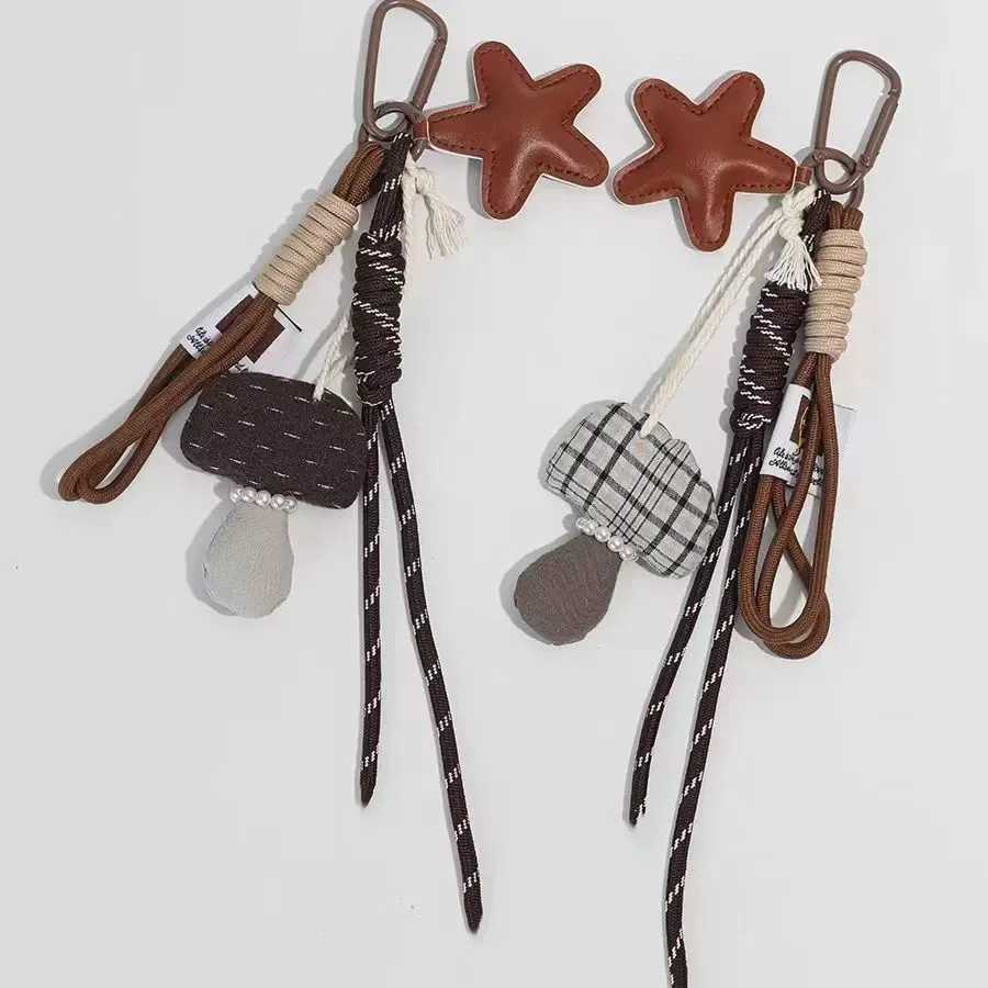 Pendant Cartoon Nylon Woven Keychain Bag Accessories Star Mushroom Car Keychain For Women Gift M251215