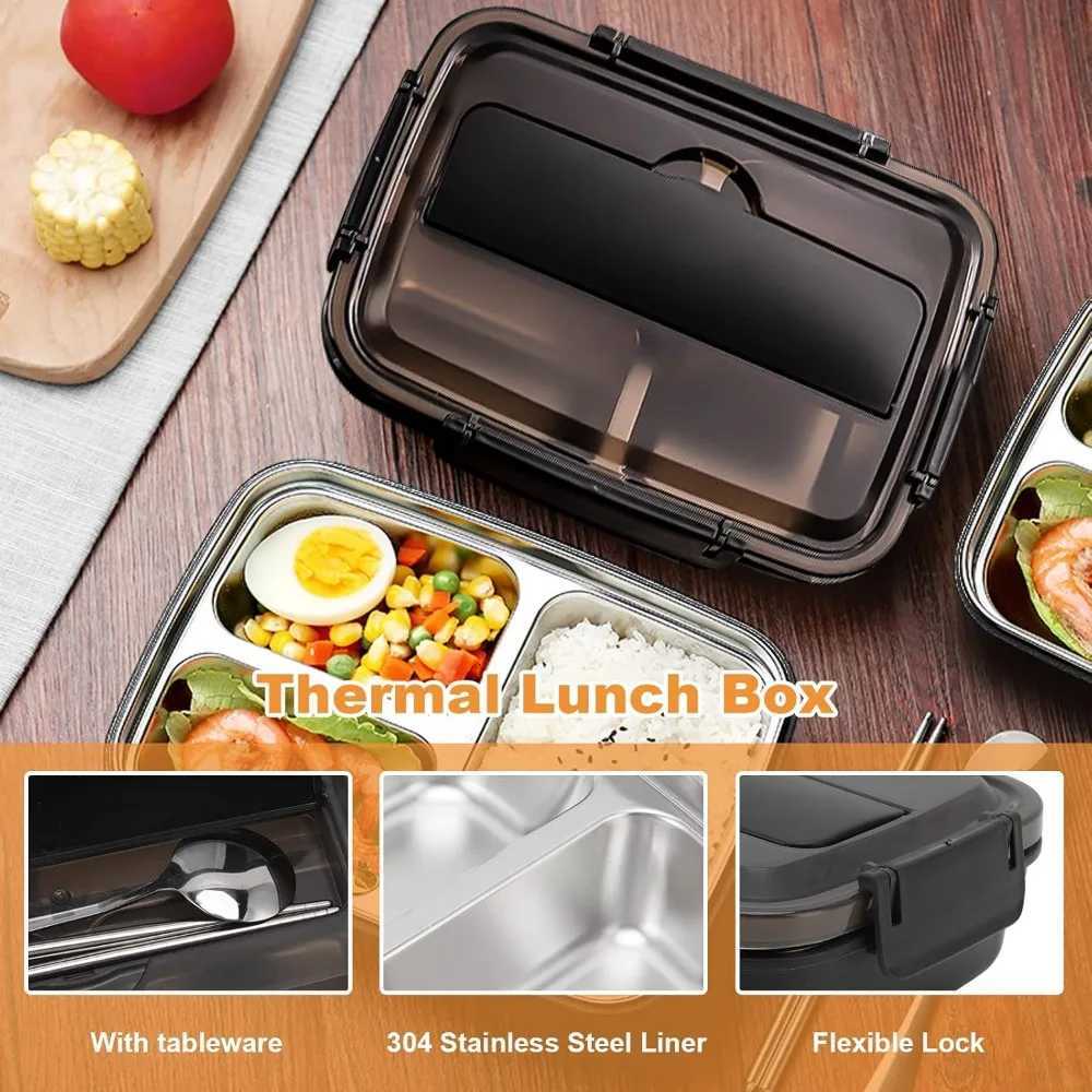 Lunch Box with Cpartment Stainless Steel Liner Matching Spoon Chopsticks Thermally Insated Portable Outdoor Bento Container H251213