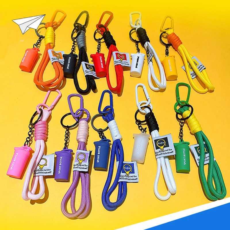 Creative Braid Rope Keychain Carabiner Water Cups Key Ring For Backpack Pendant Accessorie Hanging Cord DIY Jewelry Making M251215