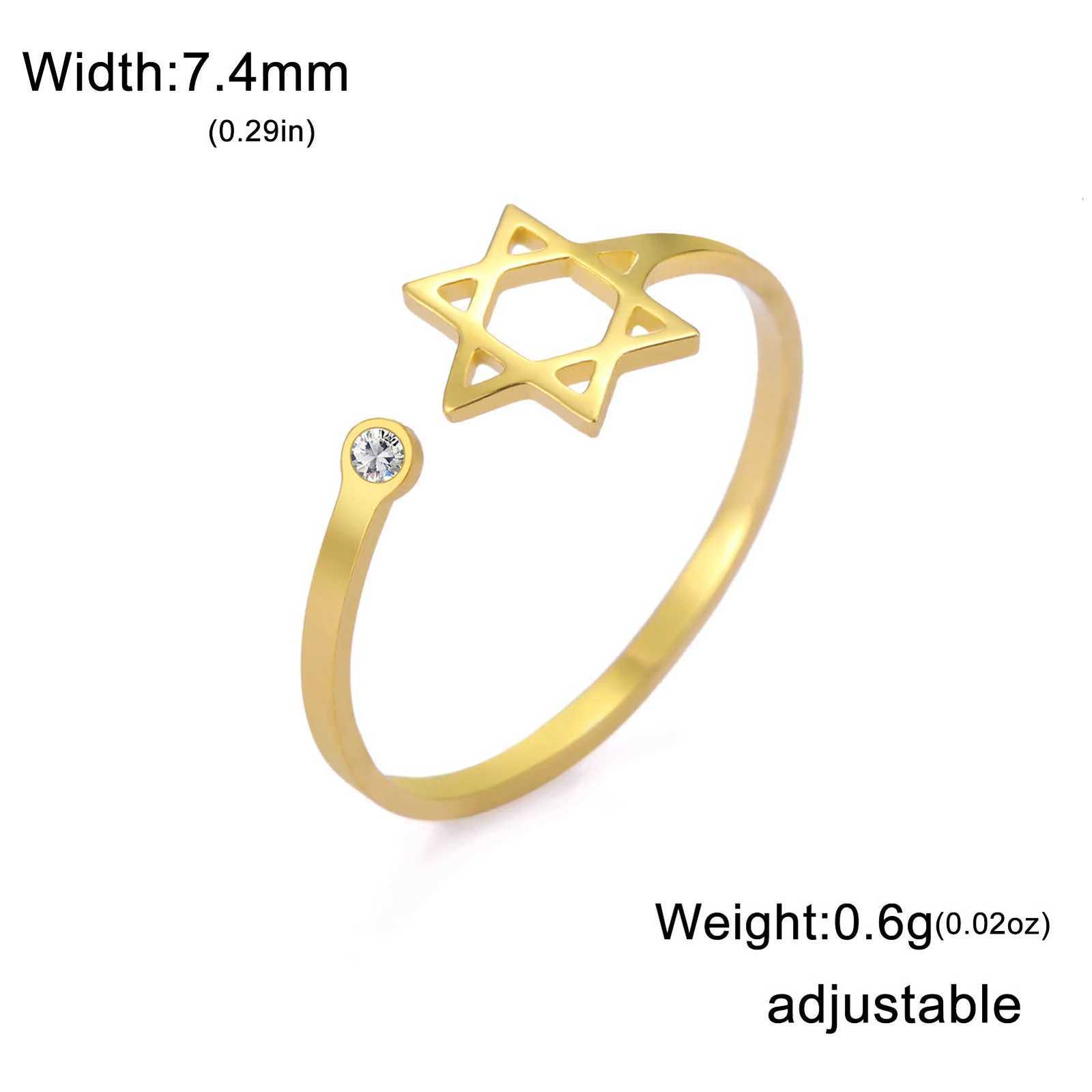 Skyrim Star of David Zircon Ring Women Supernatural Hexagram Stainless Steel Rings Israel Je Judaism Amulet Jewelry Gift M251215