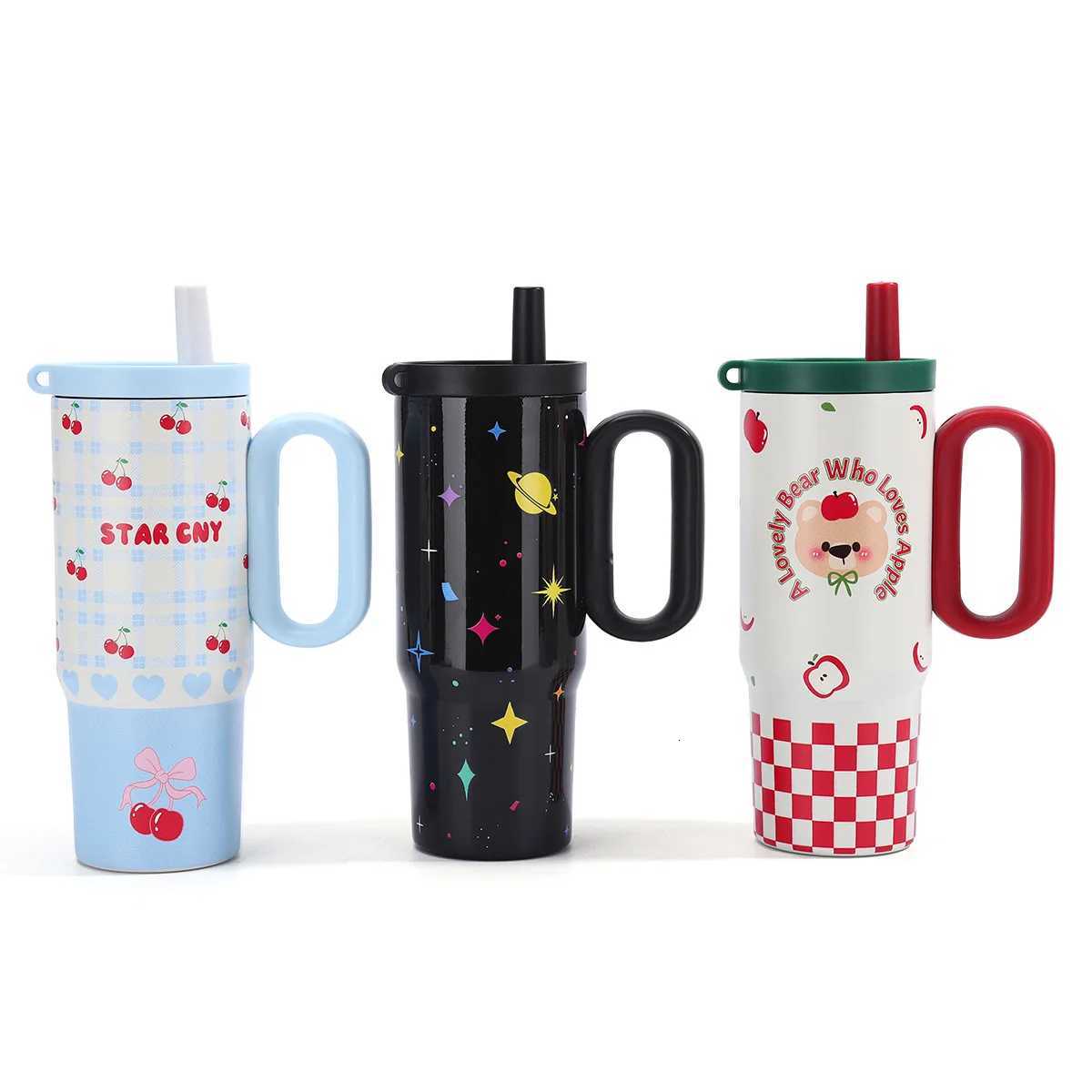 750Ml New High-value 316 Stainless Steel Thermos Cup Vacuum Flasks Cartoon Girl Straw Cup Portable Large-capacity Car Ice Cup H251215