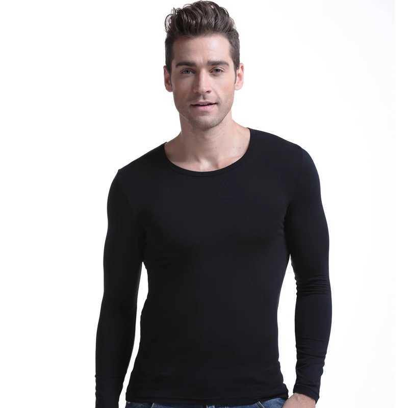 Mens Thermal Underwear Pure Cotton Low-Neck Large V-Neck Base Layer Shirt Autumn and Winter Solid Color Thin Slim-Fit Top G251215