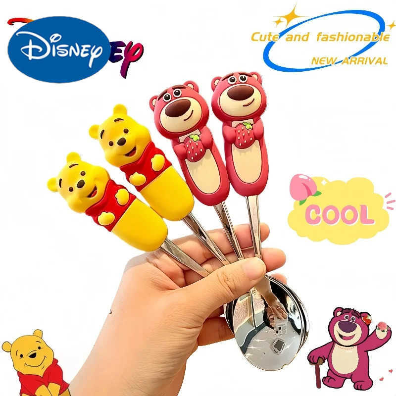 Disney Lotso Childrens Tableware Set for Home 304 Stainless Steel Cute Cartoon Fork and Spoon with Silicone Birthday Gift H251215