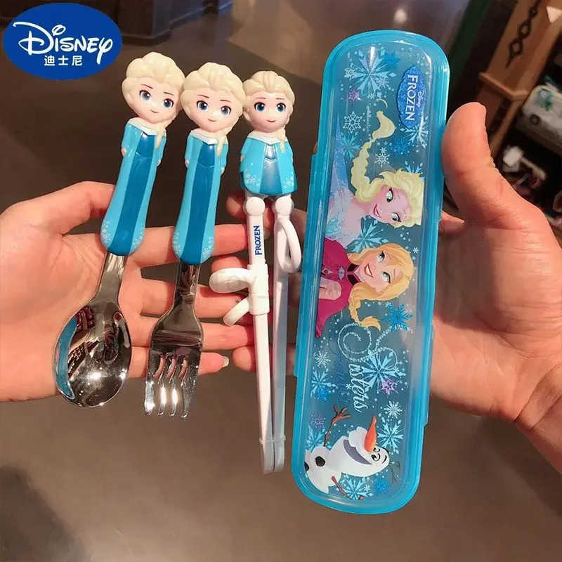 Disney Stitch McQueen childrens learning and training chopsticks full set of anti-fall and cute household anti-scald food grade H251215