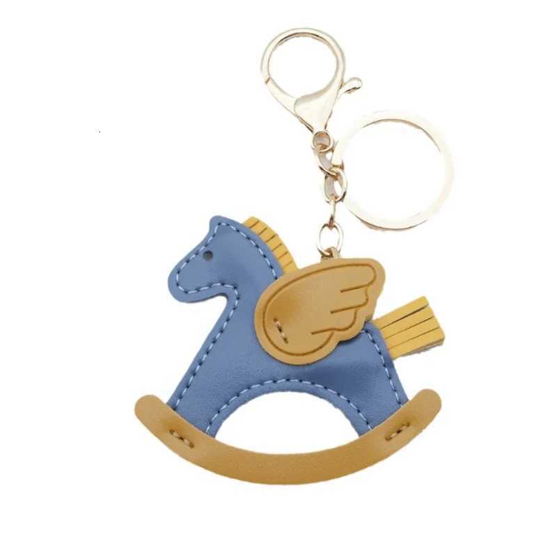 Women PU Leather Charms Bag Pendant KeyChain Cartoon Pony Rocking Horses Keyring Cute Animal Ornament Accessories Gift M251215