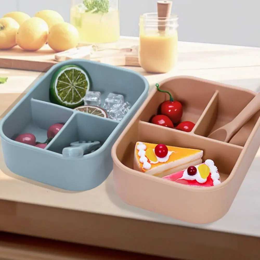 3 Cpartments Silicone Lunch Box Rectangar Heat Resistant Food Container Microwavable Lunch Container School H251213
