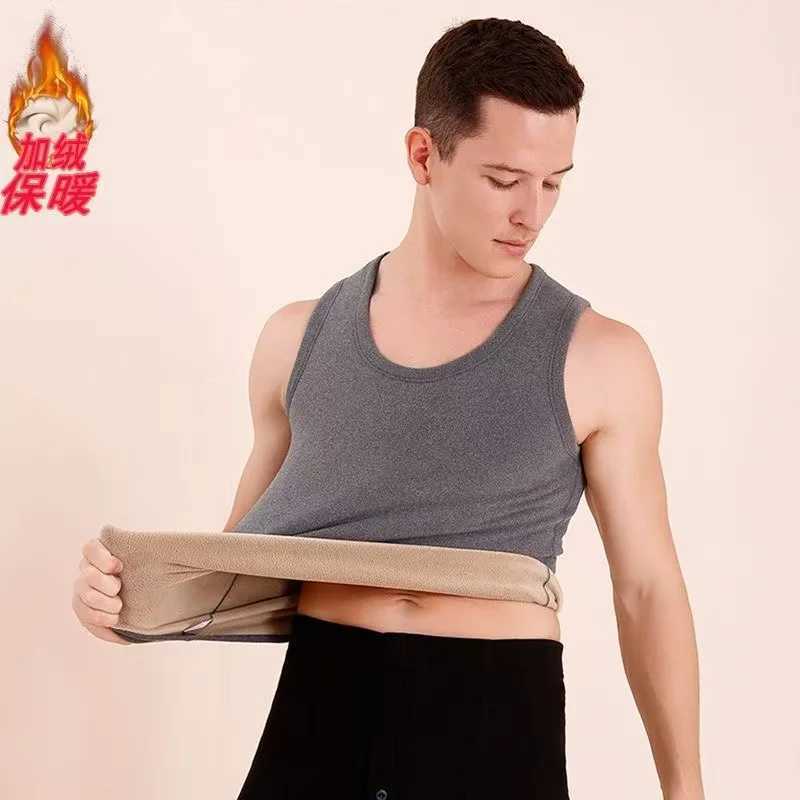 Mens Fleece Lined Thiened Warm Vest Winter Autumn Slim Fit Sleeveless Tank Top Solid Color Thermal Underwear Big Size 8XL 7XLL G251215