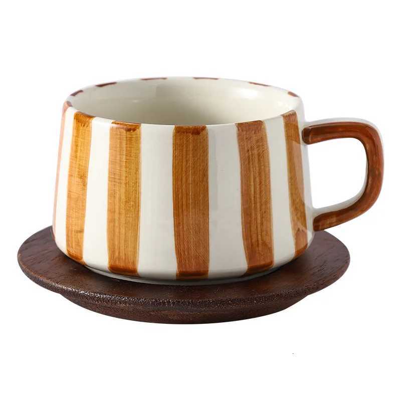 Minimalist Stripe Ceramic Coffee Cup and Saucer Creative Colorf g Afternoon Tea Flower Tea Cup He Breakfast Milk g Gift H251215