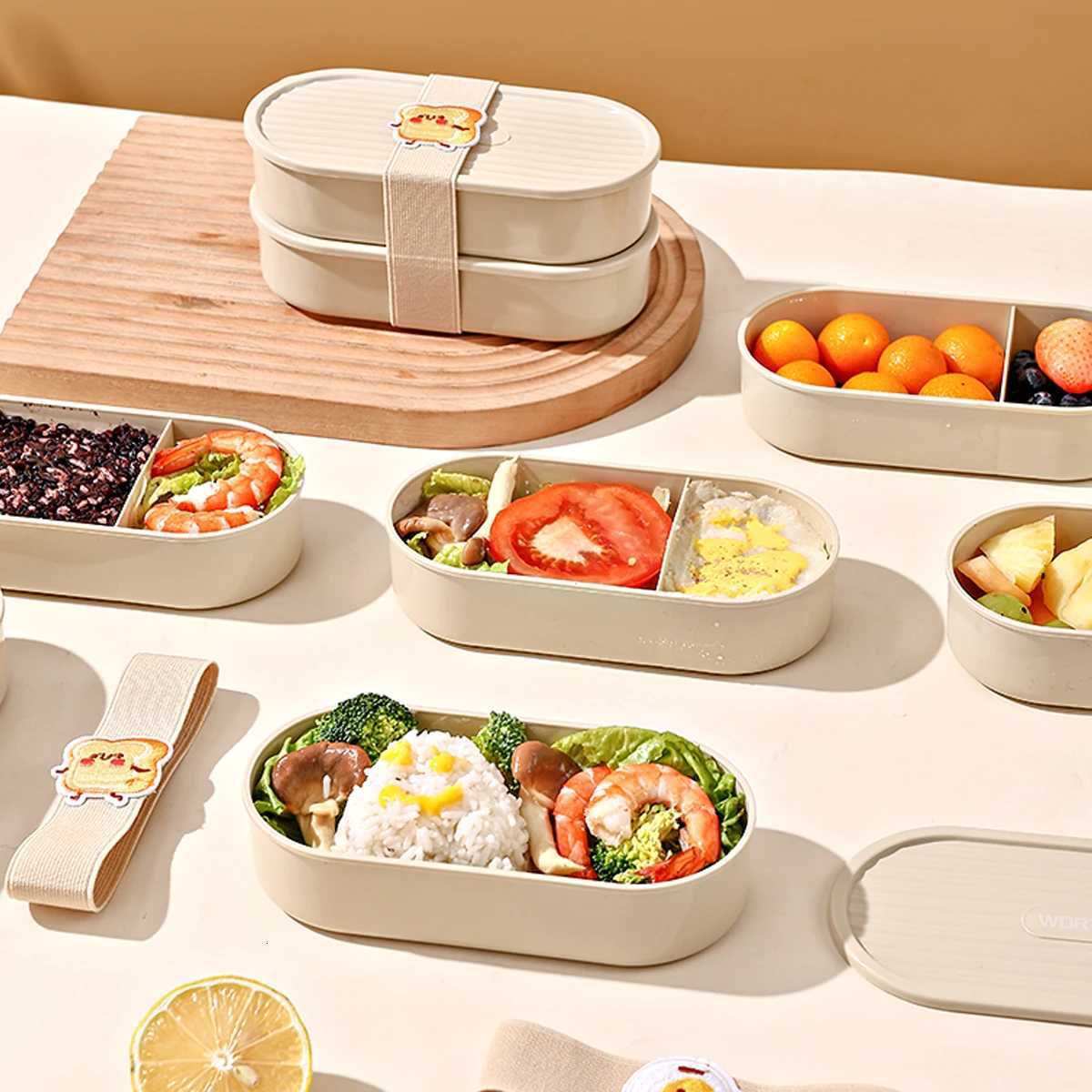 WORTHBUY New 730ML Picnic Portable Double-layer Bento Lunch Box For Student Microwave Safe Fruit Salad Food Container With Strap H251213