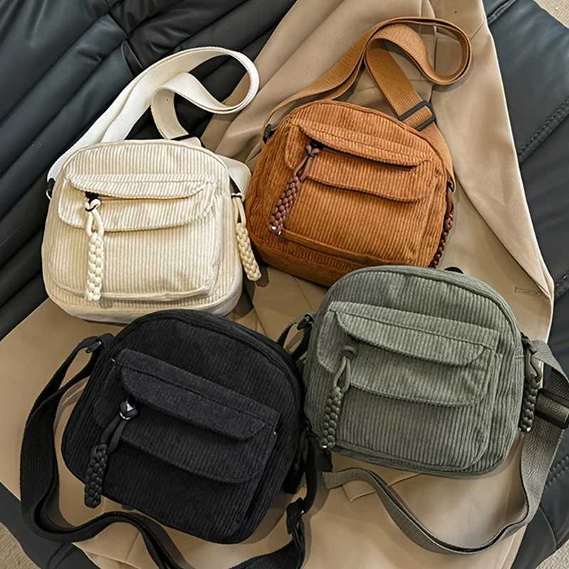 Korean Harajuku Messenger Bags Corduroy Womens Small Shoulder Bag Teenager Girl Crossbody Bag Cute Tote Student BolsaT251215