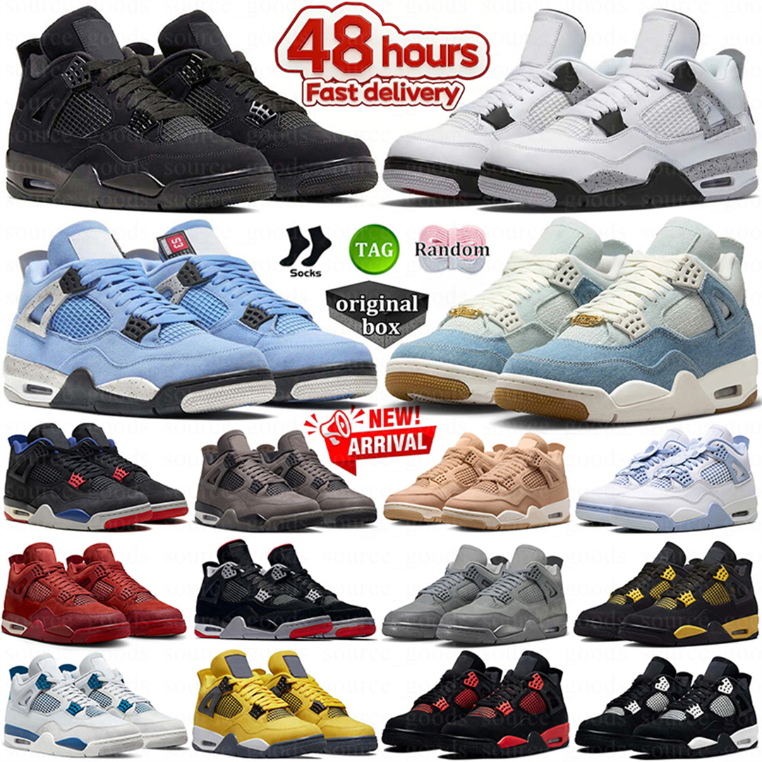 With Box 4 4s basketball shoes Military Black Cat 2025 Sail Red Cement Yellow Thunder White Oreo University Blue Pink 4shoes Mens Women Sneaker Sport jump Trainers Man