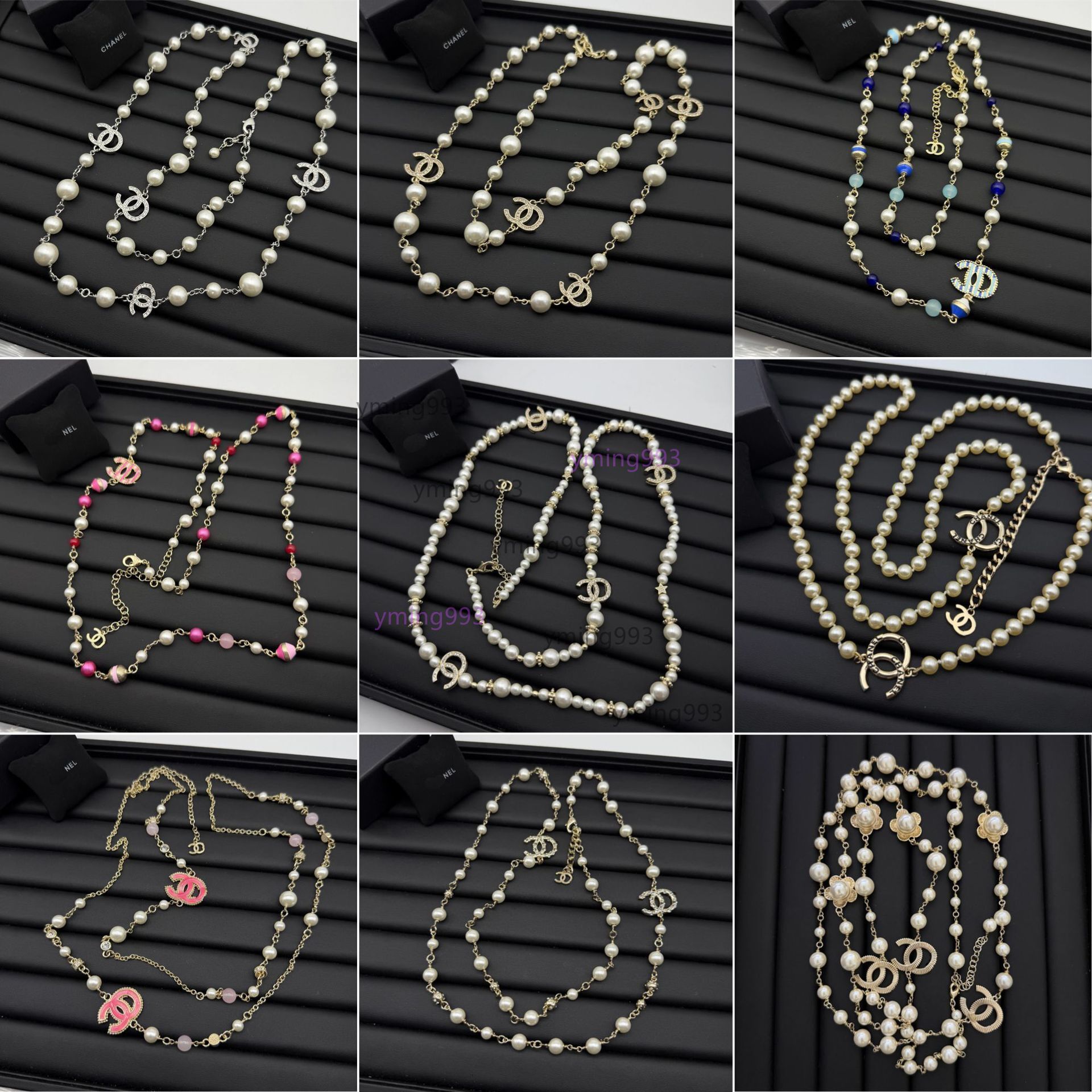 necklace designer for women cocochanel Chanel Long Pearl Double C Necklace for Women Light Luxury DiamondStudded Layered H chanels channels chaneljewelry cc O 7WB4