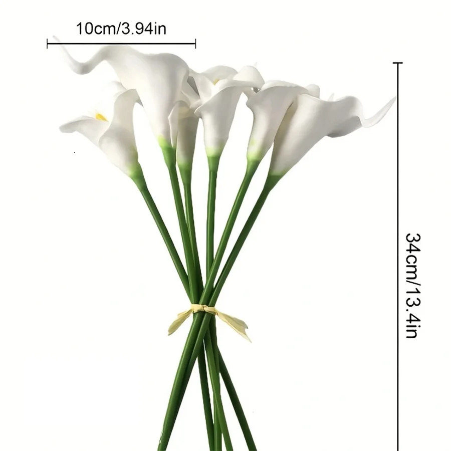 10PCS Artificial Flowers Calla Lily Faux PU Flowers for Weddings Bouquet Bridal Shower DIY Bridal Bouquets Home Party Decor 251211