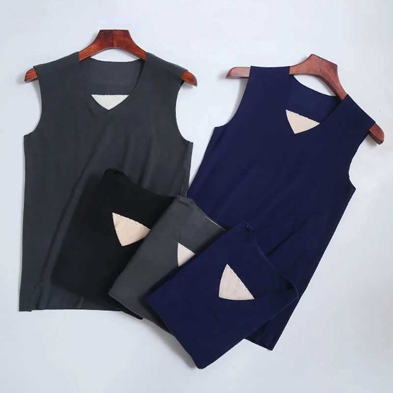Mens Warm Velvet Vest Tops Autumn Winter Derong Thicken Patch Vest Seamless Base Coat Slim Comfort Top XL-3XL High Elasticity G251215
