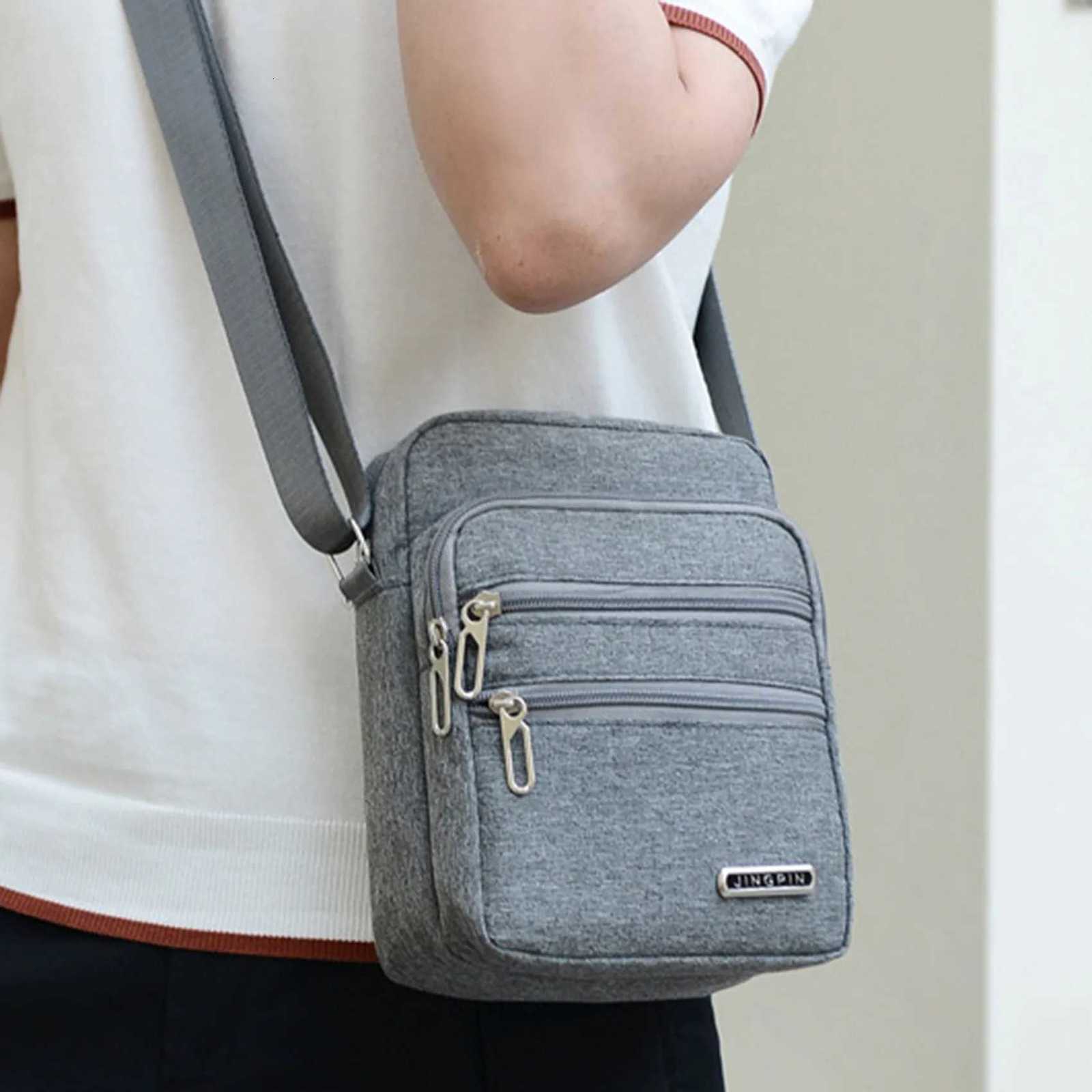 Mens Shoulder Bag Business Leisure Large Capacity Portable Handbag Zipper Multi Layer Waterproof Summer Males Crossbody BagsT251215