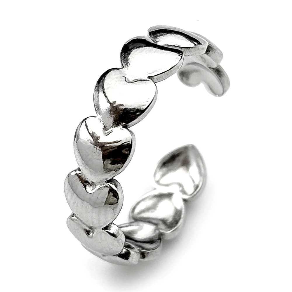 Stainless Steel Couple Ring Personality Simple Heart Open Women Men Adjustable Korean Trendy Valentine Day Finger Jewelry M251215