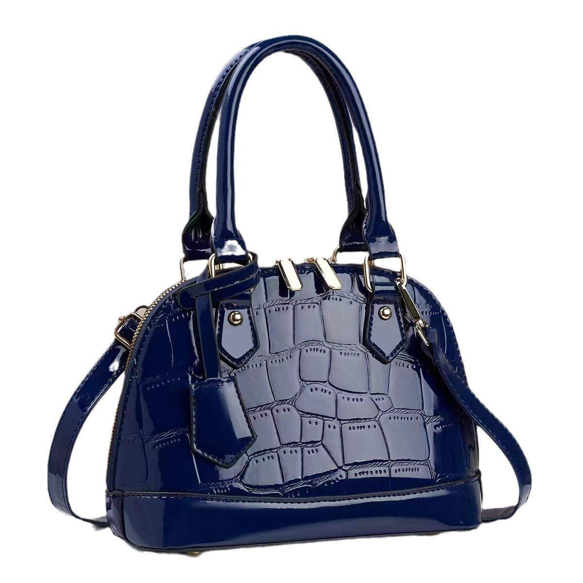 Stone patterned bag personalized handbag trendy and atmospheric shiny leather shoulder bag womens bag 240824