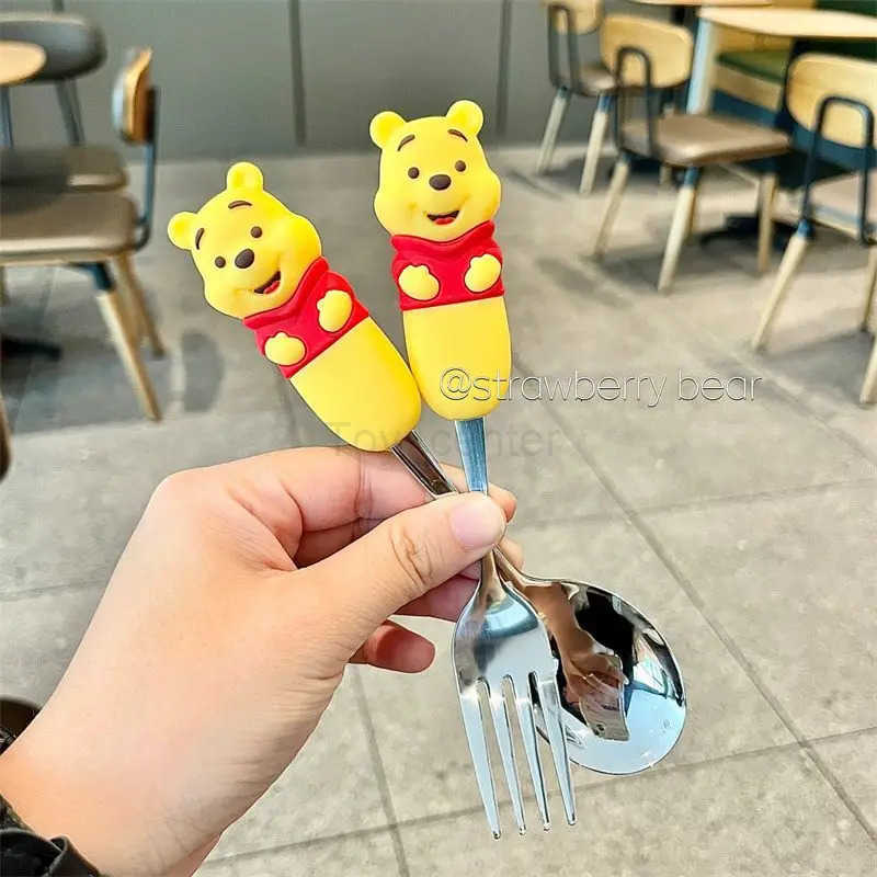 Disney Lotso Childrens Tableware Set for Home 304 Stainless Steel Cute Cartoon Fork and Spoon with Silicone Birthday Gift H251215