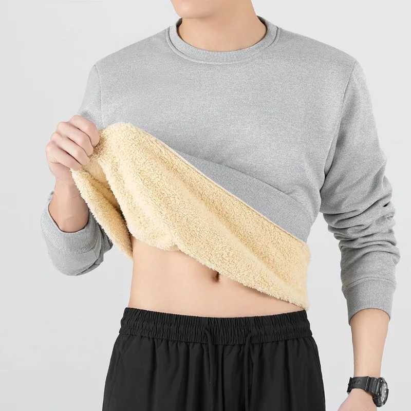 Mens Winter Fleece Lined Warm Top Autumn Korean Fashionable Long Sleeved Base Shirt Plush Casual Warm Underwear T-shirt G2512151