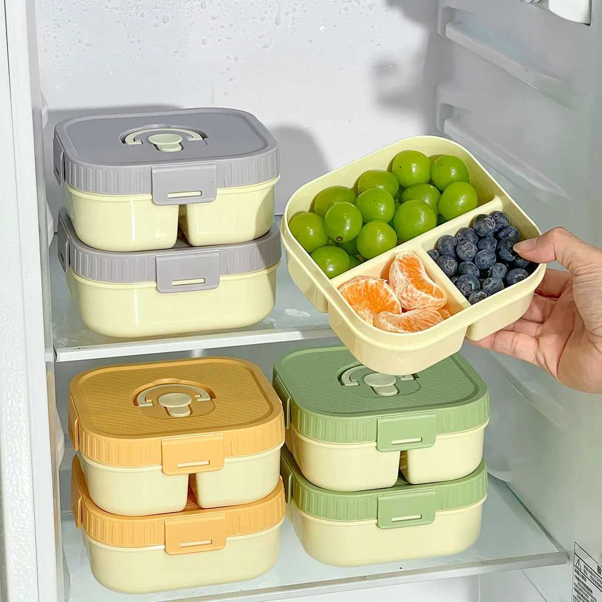 WORTHBUY Portable Plastic Lunch Box With Cpartment Microwave Safe Fruit Salad Lunch Container Kid Student Leak-proof Bento Box H251213