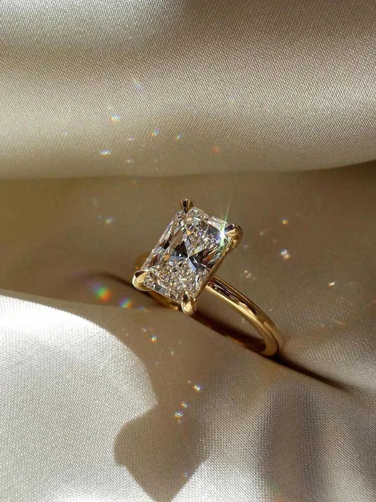 925 Sterling Silve Luxury Shiny 1-5CT Zircon Rectangle Ring For Women Engagement Wedding Gorgeous High Quality Fine Jewelry M251215