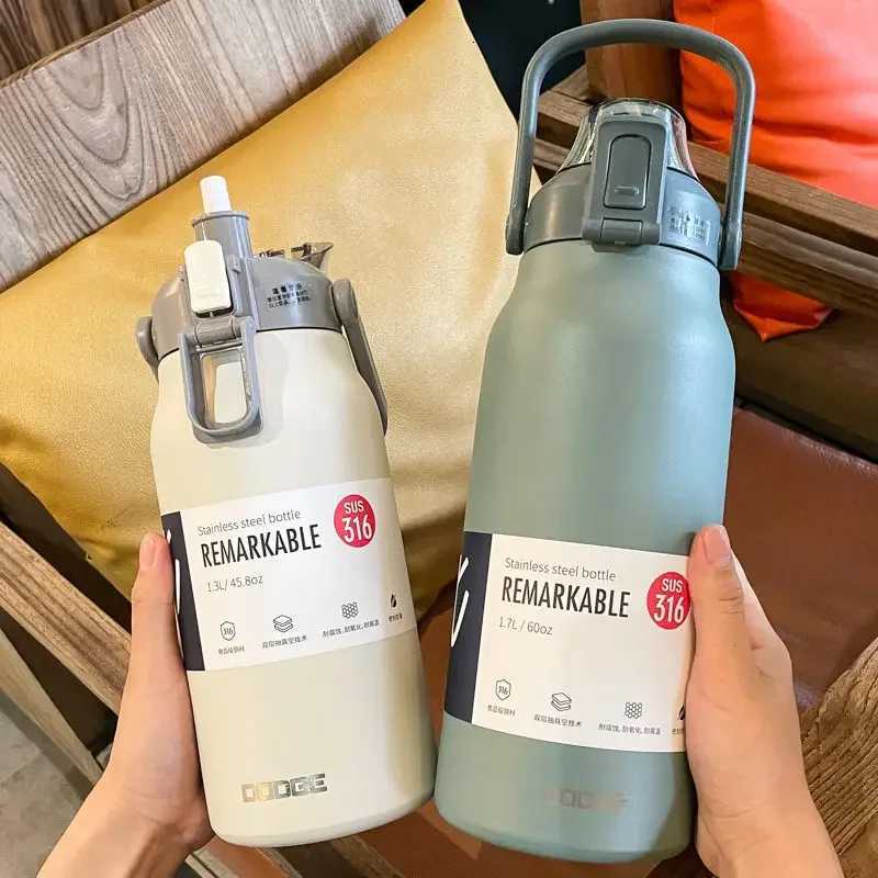 Large Capacity Tumbler Thermo Bottle Stainless Steel Thermal Water Bottle with straw Cold and Hot Thermos Cup Outdoor Vacuum Cup H251215