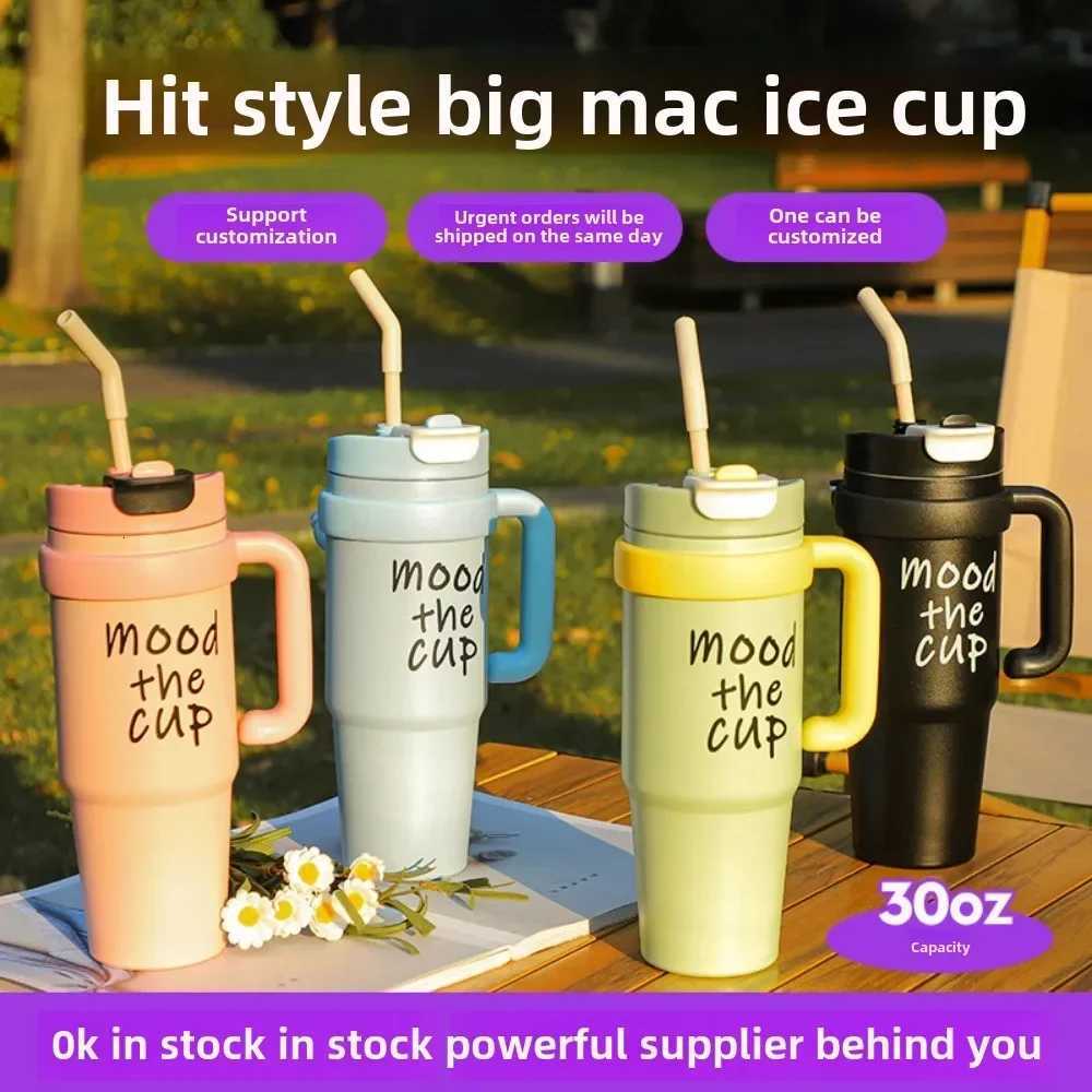 Big Mac 30oz Thermos Cup Girls Stainless Steel Large Capacity Ice Cup with Straw Double Drinking Ton Water Cup H251215