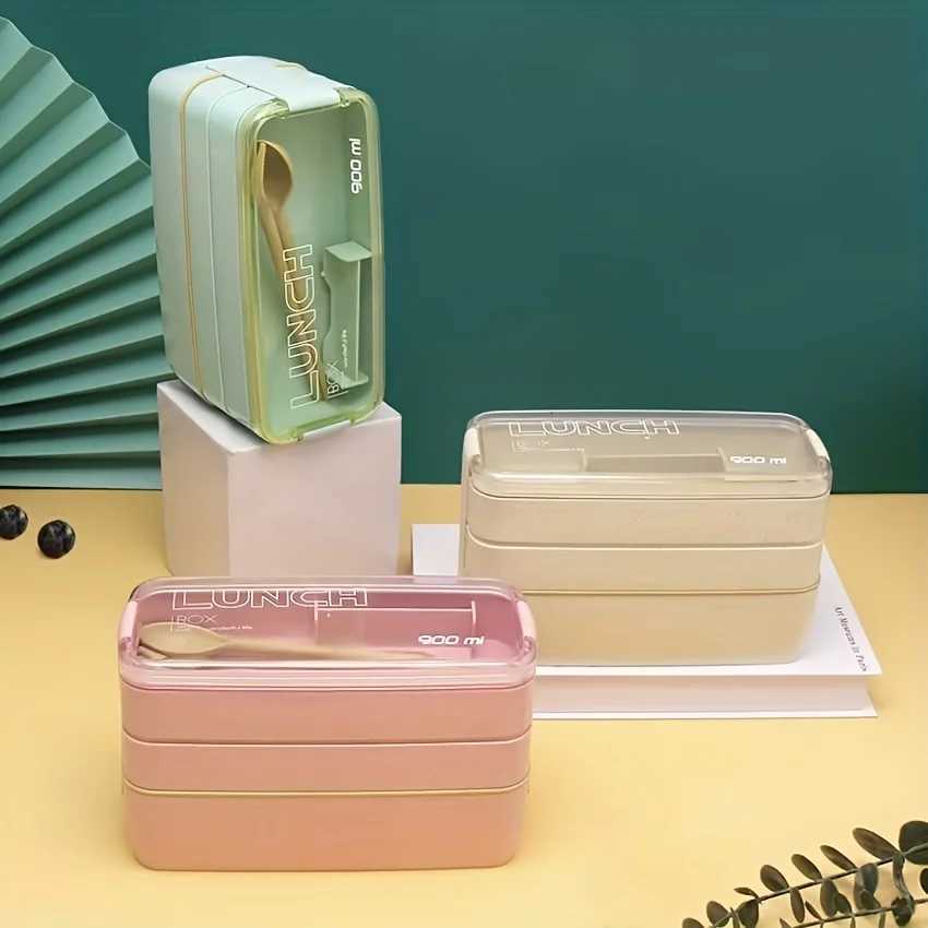 Stackable Bento Lunch Box 3-in-1 Leakproof Eco-Friendly Meal Box For Students Off Workers Perfect For Outdoor Tableware H251213