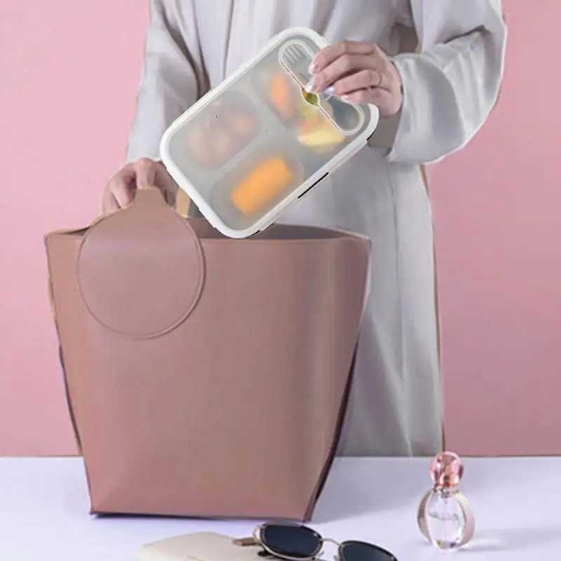 Silicone Bento Lunch Box 3 Cpartment Foldable Lunch Food Container With Spoon Safe In Microwave Dishwasher zer H251213