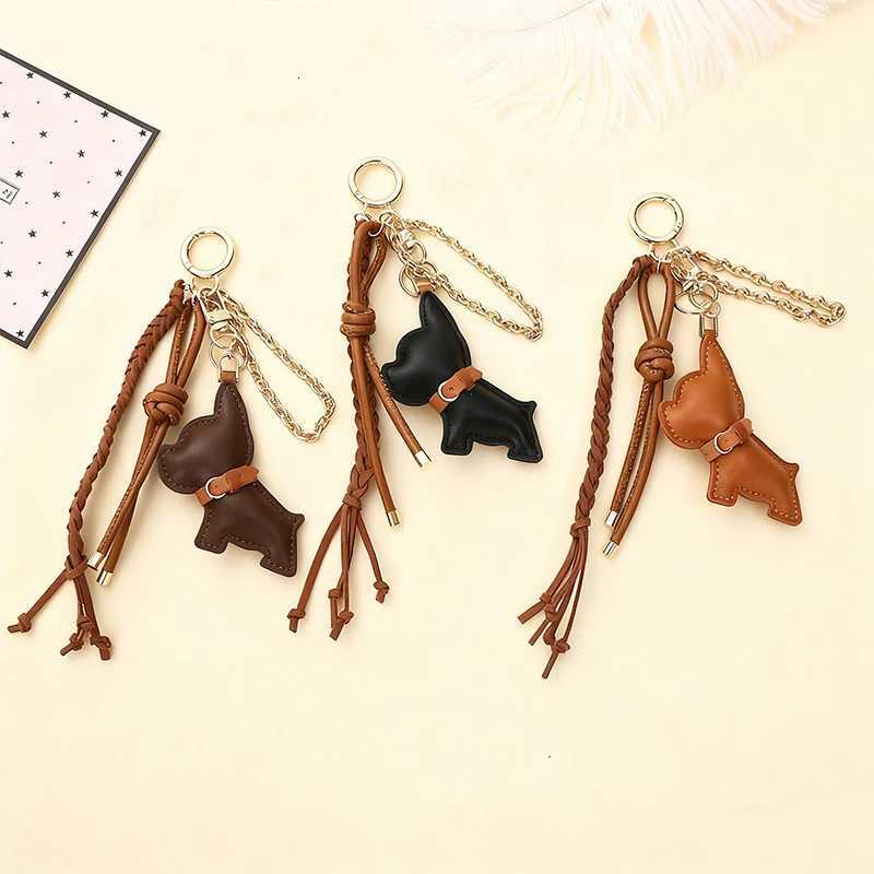 Leather Puppy Dog Keychain For Women Ornament Creative Rope Pendant Student Friends Family Gift M251215