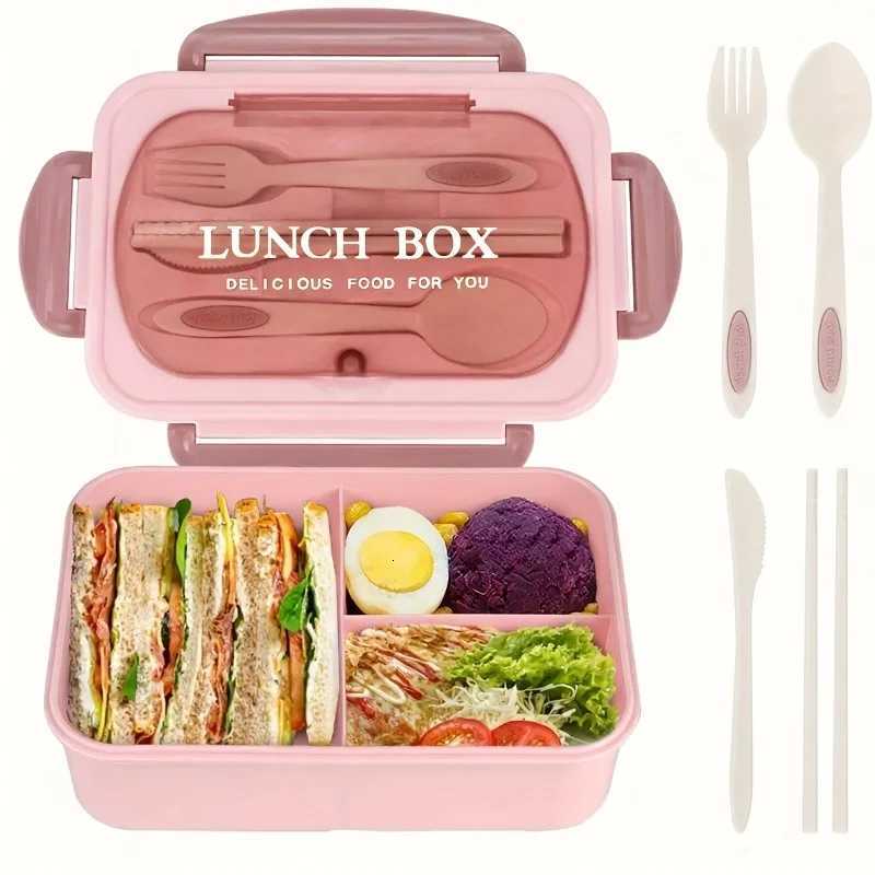 3 Cpartments Leakproof Lunch Box PP/304 Food Container for School Work Outdoor Stackable Food Containers Microwave Safe H251213