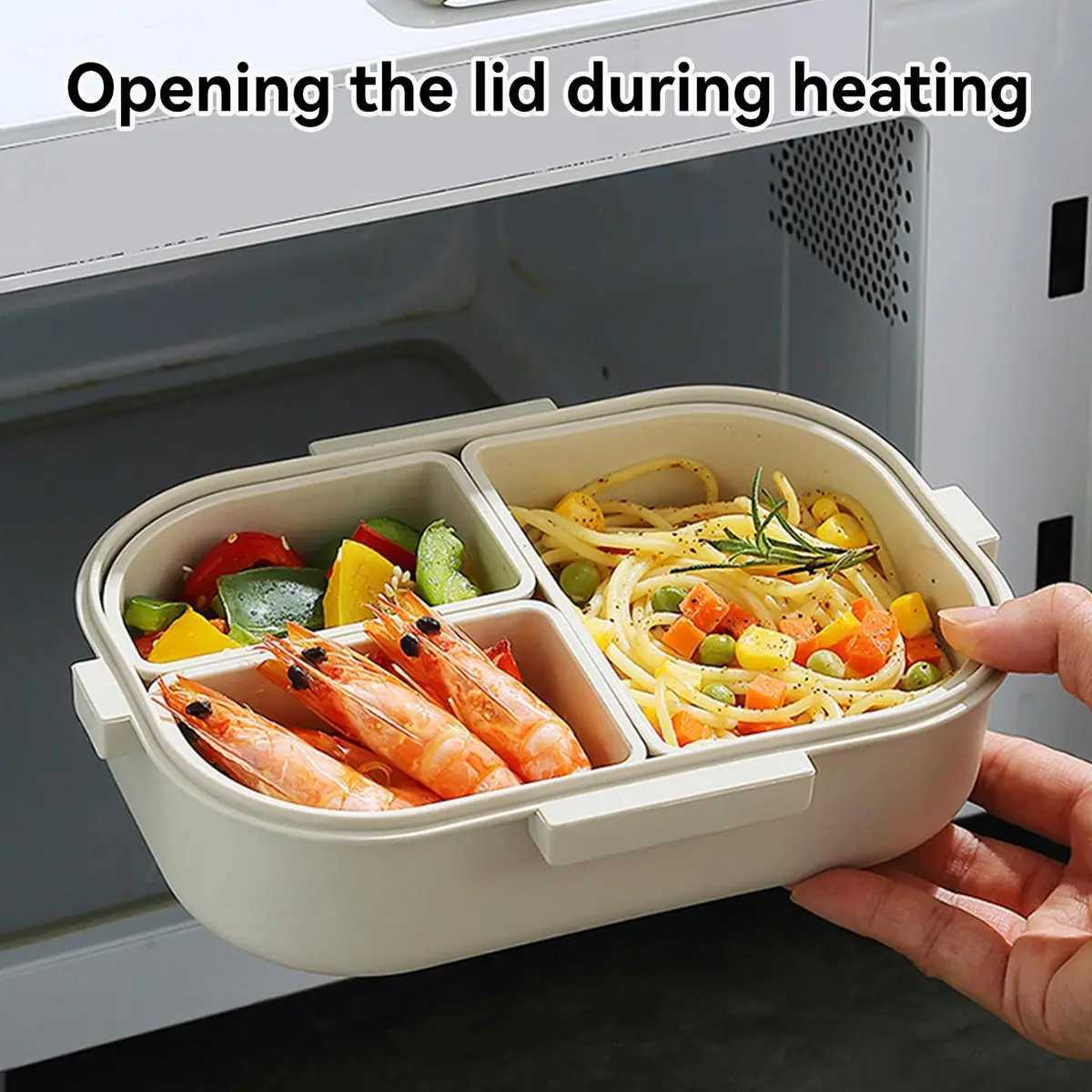 WORTHBUY Removable 3-Cpartment Lunch Box 800ml Portable Plastic Bento Box Microwave School Student Kid Sed Food Container H251213