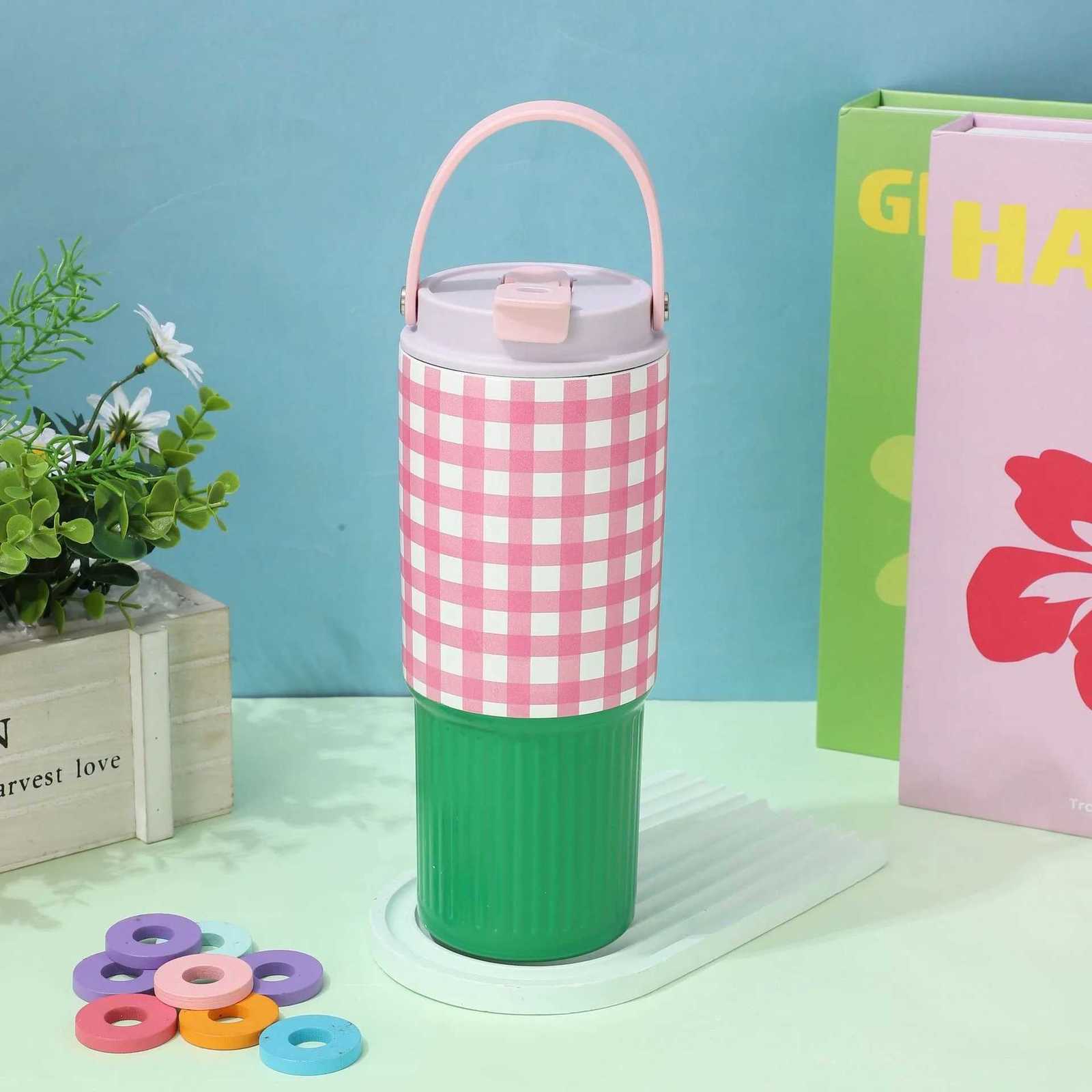 30oz Car Cup 304 Stainless Steel Thermos Vacuum Flasks Bingba Cups Portable Car Portable Double Drinking Straw Water Bottle H251215