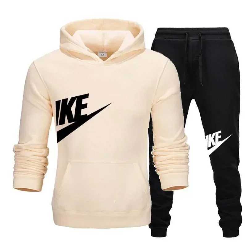 New mens casual and running sportswear for autumn and winter fashionable printed loose hooded pullover long pants se X251215