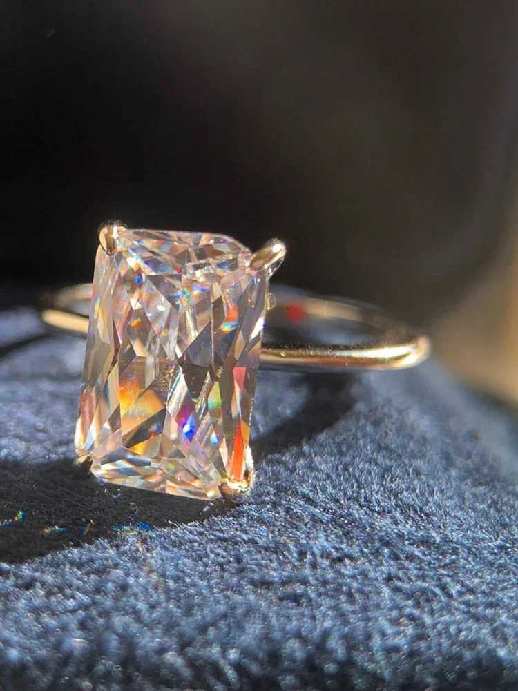 925 Sterling Silve Luxury Shiny 1-5CT Zircon Rectangle Ring For Women Engagement Wedding Gorgeous High Quality Fine Jewelry M251215