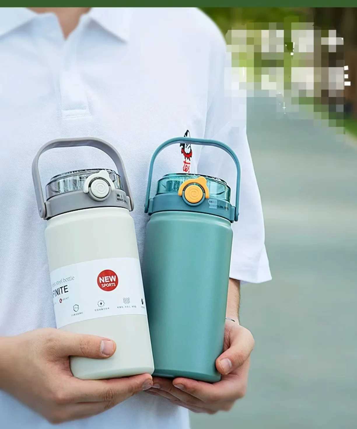 New large-capacity 316 handle outdoor sports portable double-drinking vacuum water bottle with heat and cold insulation H251215